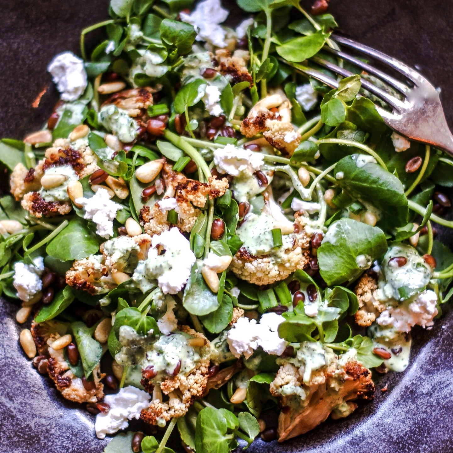 Just a good winter #salad of #cauliflower , watercress (or #arugula ...